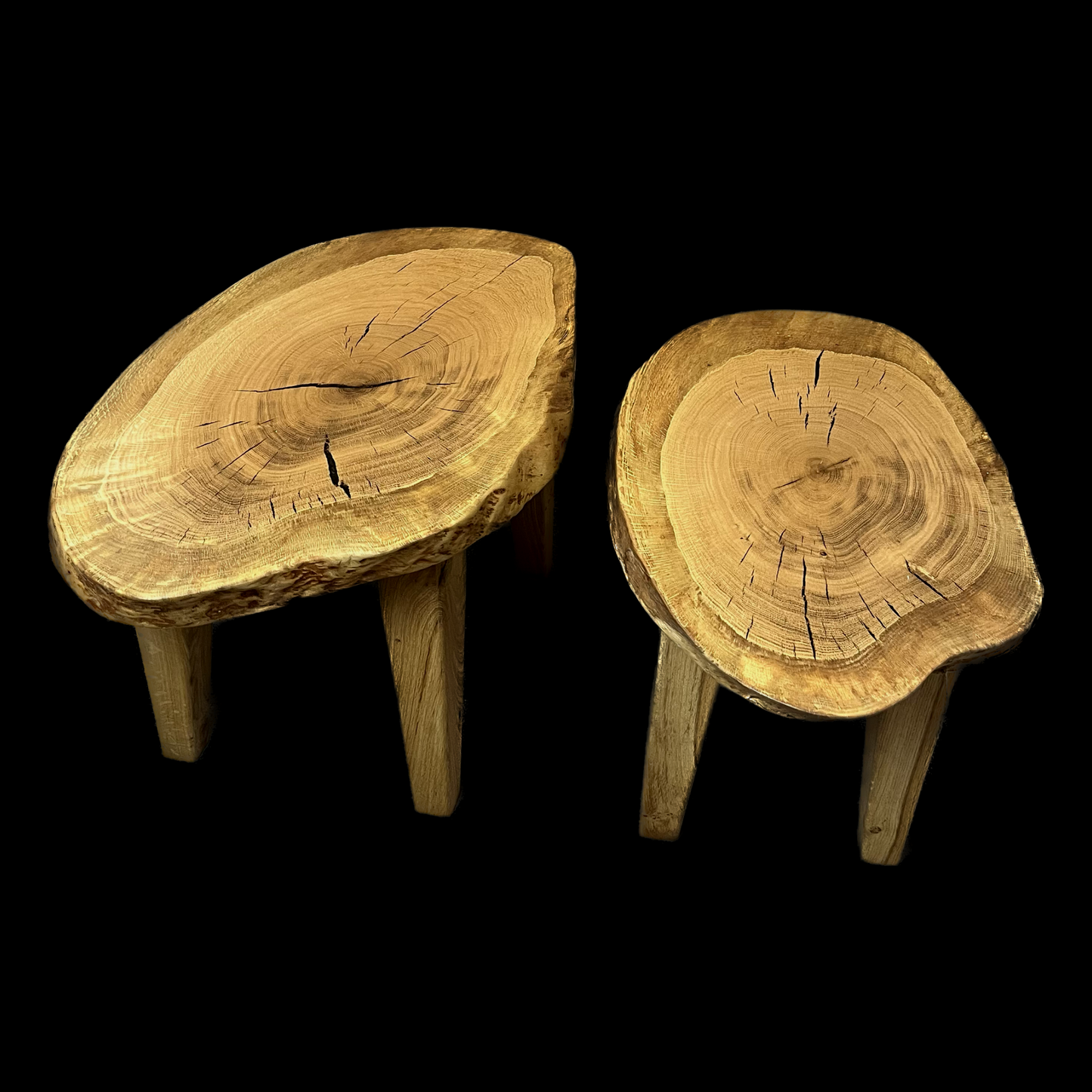 Solid Oak Coffee Table Pair