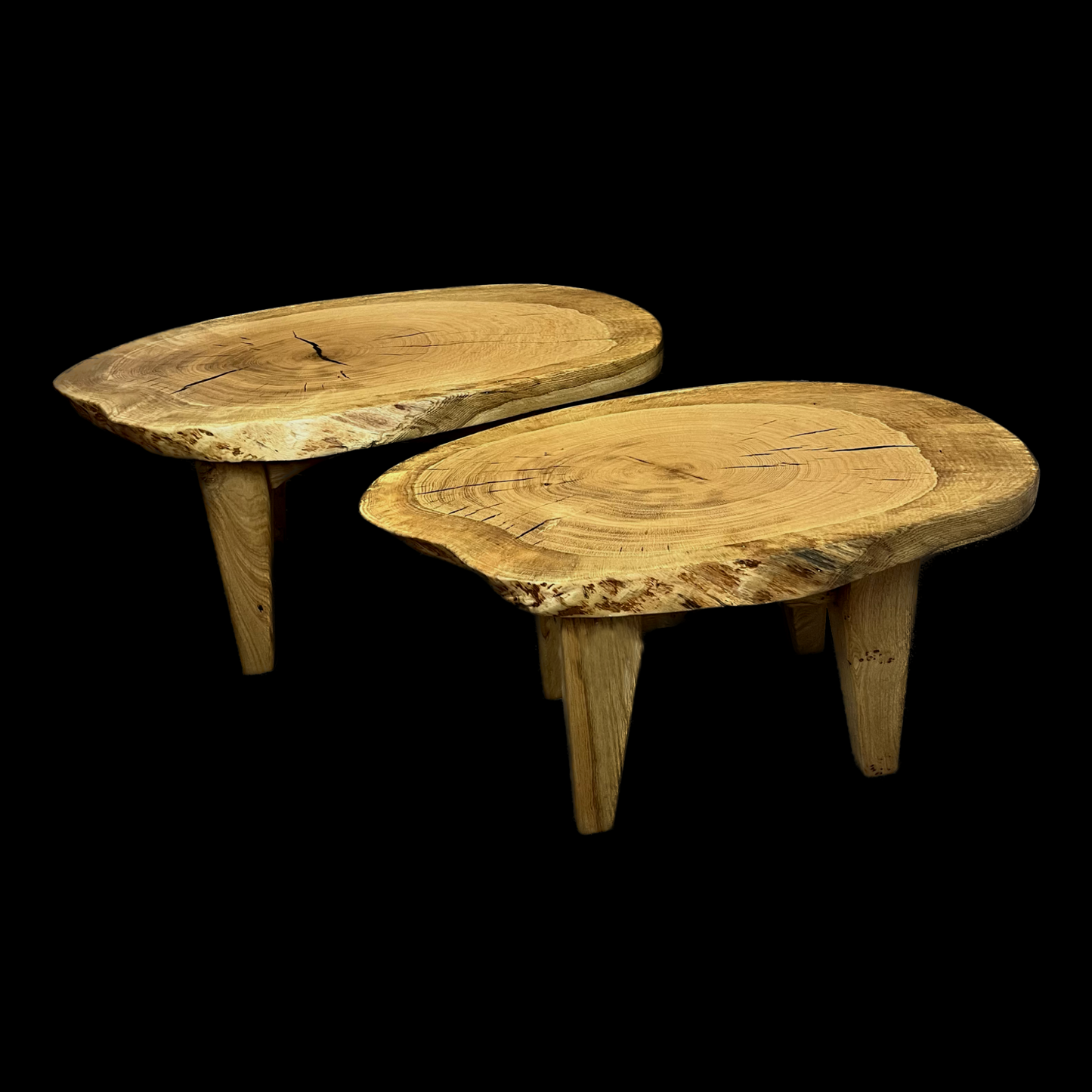 Solid Oak Coffee Table Pair