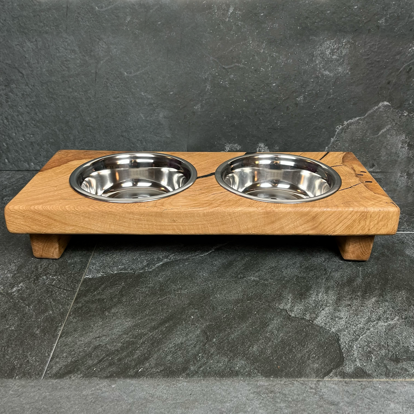 Solid Oak Pet Bowl + Stand