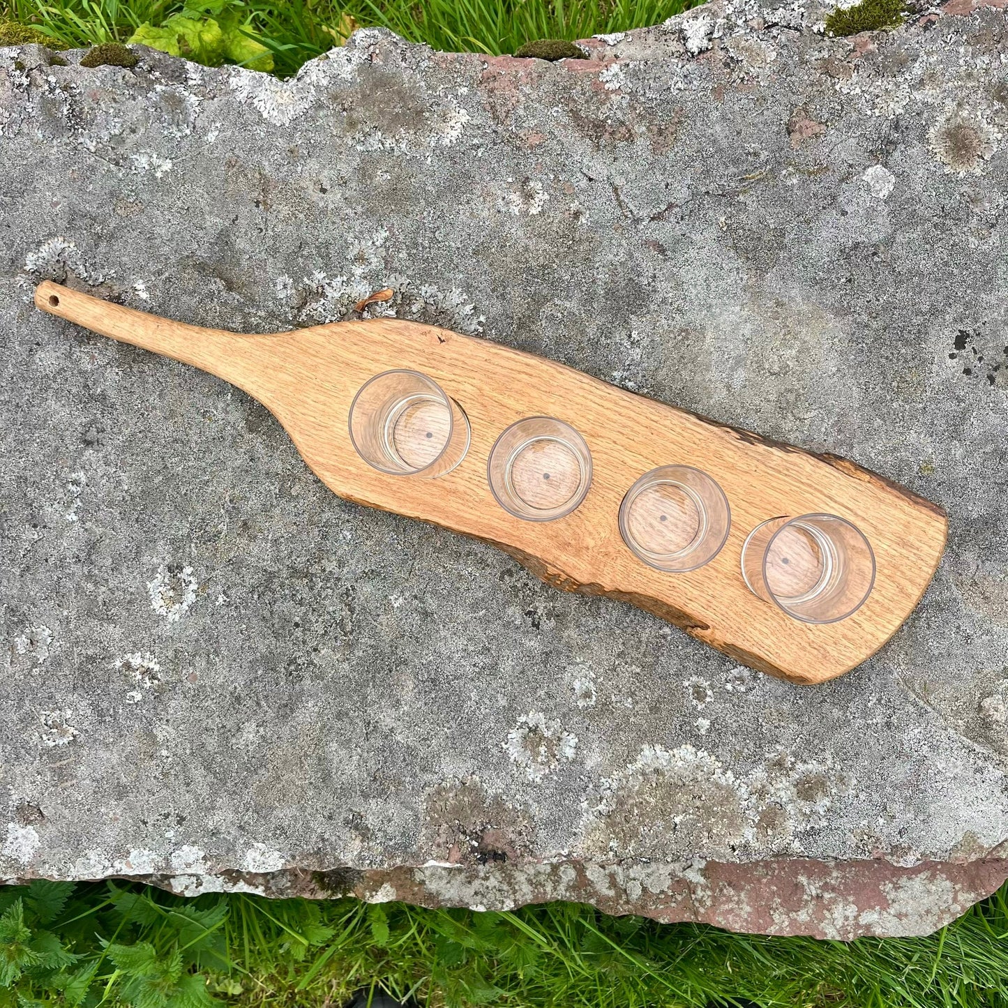 Solid Oak Flight Glass Holder