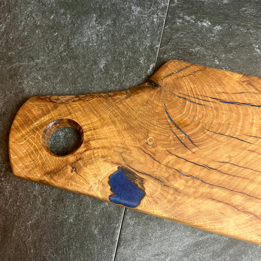 Solid Oak Charcuterie Board (Blue Resin)