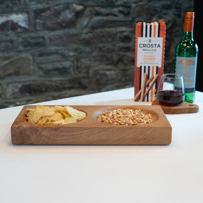 Double Wooden Oak Serving Bowl