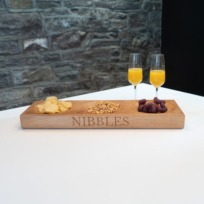 Triple Wooden Oak Serving Bowl