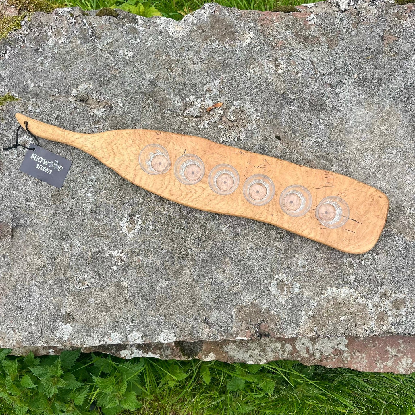 Solid Oak Shot Glass Holder