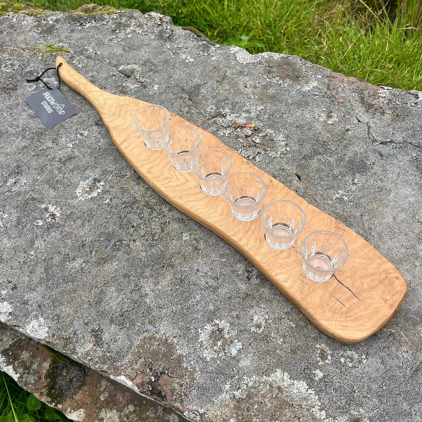 Solid Oak Shot Glass Holder